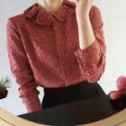 Pleated-collar Laced Blouse