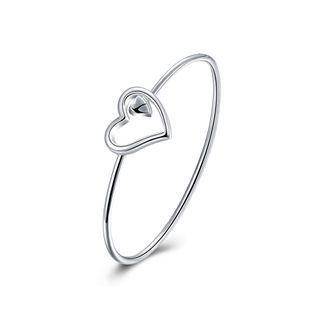 Fashion Simple Hollow Heart Bangle Silver - One Size