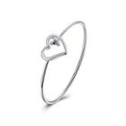 Fashion Simple Hollow Heart Bangle Silver - One Size
