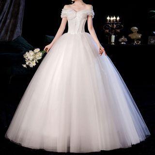 Off-shoulder Ruffle A-line Wedding Gown
