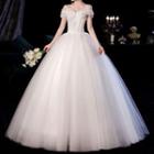 Off-shoulder Ruffle A-line Wedding Gown