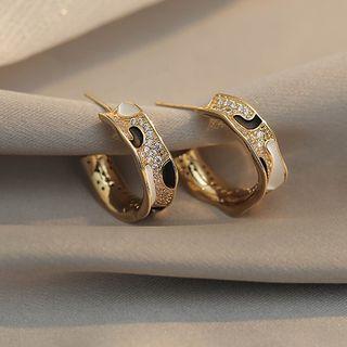 Rhinestone Mini Open Hoop Earring