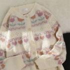 Flower Pattern Cardigan Almond - One Size