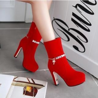 Rhinestone Heel Boots