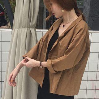 Plain 3/4 Sleeve Loose Fit Blazer