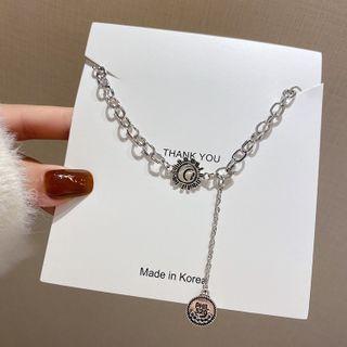 Flower Pendant Alloy Necklace X420 - Silver - One Size