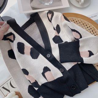 Long-sleeve Print Cardigan Almond - One Size