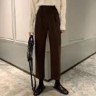 High-waist Plain Woolen Pants