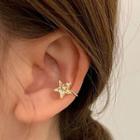 Star Rhinestone Cuff Earring 1 Pair - Clip On Earring - Pentagram - Gold - One Size