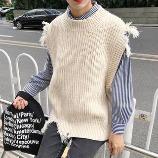 Plain Asymmetric Knit Vest