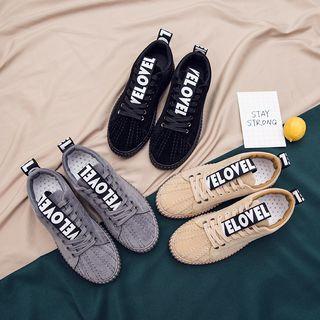 Lettering Strap Lace-up Sneakers