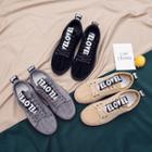 Lettering Strap Lace-up Sneakers