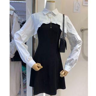 Set: Cropped Shirt + Spaghetti Strap Dress