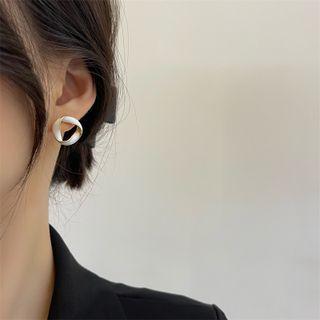Twisted Alloy Hoop Earring 1 Pair - White - One Size