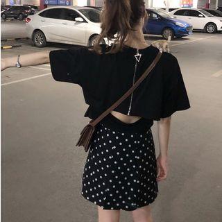Zip Back Cropped Short Sleeve T-shirt