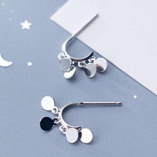 Mini Disc Half Hoop 925 Sterling Silver Earring S925 Silver - 1 Pair - Silver - One Size