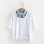 Mock Two Piece Short-sleeve T-shirt White - One Size
