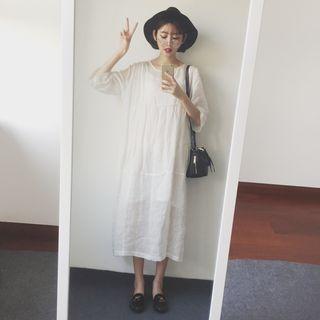 3/4-sleeve Loose-fit Shift Dress