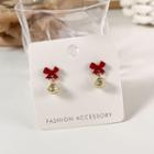 Bow Bell Alloy Dangle Earring 1 Pair - Gold & Red - One Size