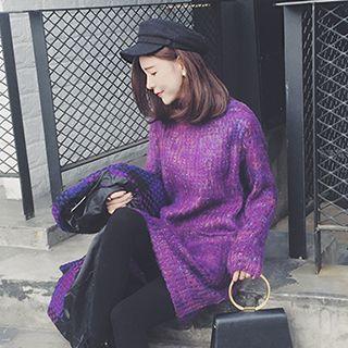 Melange Mock-neck Knit Top