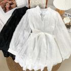 Ruffle-trim V-neck Mini Dress With Sash