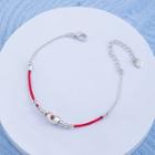 Rhinestone Red Bean Bracelet Red & Silver - One Size