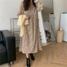 Round-neck Long-sleeve Floral Print Loose-fit Dress