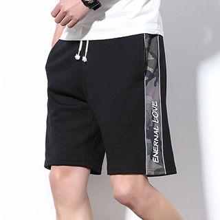 Camo Print Panel Sports Shorts