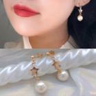 Star Alloy Faux Pearl Dangle Earring 1 Pair - 0826a - Earring - Gold - One Size