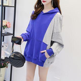 Two-tone Panel Cold-shoulder Hoodie
