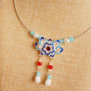 Cloisonne Flower Pendant Necklace