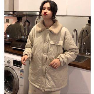 Faux Lambswool Collar Padded Jacket
