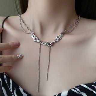 Irregular Fringed Alloy Choker 1 Pc - A2896 - Silver - One Size