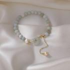 Turquoise Freshwater Pearl Bracelet Light Green & Gold - One Size