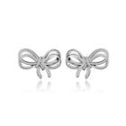 Simple And Fashion Ribbon Stud Earrings With Cubic Zirconia Silver - One Size