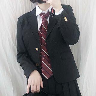 Pocketed Single-breasted Blazer / Necktie / Set