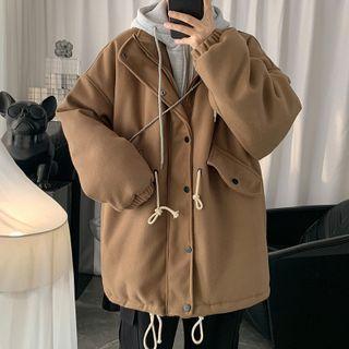 Inset Drawstring Woolen Cargo Jacket