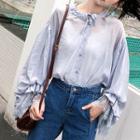 Puff Long-sleeve Chiffon Blouse