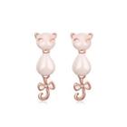Fashion Elegant Plated Rose Gold Fox Opal Earrings Rose Gold - One Size