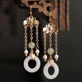Retro Alloy Flower Gemstone Hoop Dangle Earring