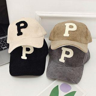 Initial P Corduroy Baseball Cap