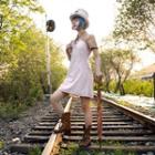 Short-sleeve Tie-neck Striped Panel A-line Dress