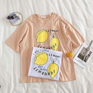 Lemon Printed Crewneck Short-sleeve Top