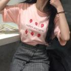 Short-sleeve Strawberry Print T-shirt