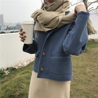 Buttoned Jacket / Knit A-line Midi Skirt
