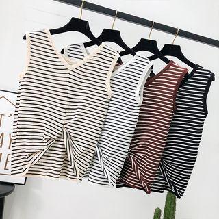 Striped Knotted Crop Top