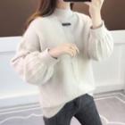 Applique Lantern-sleeve Sweater