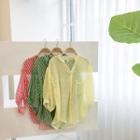 3/4-sleeve Pocket-front Striped Shirt