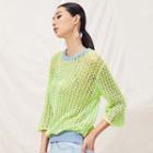 3/4-sleeve Round Neck Knit Top