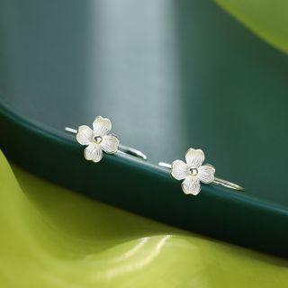 Flower Sterling Silver Dangle Earring Silver - One Size